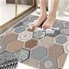 Surwin Tappetino da Doccia Antiscivolo, Modelli di Piastrelle Tappetino da Bagno in Luffa PVC Morbida Tappeto Antiscivolo con Scarico Lavabile Asciugatura Rapida Doccia (Khaki,120x150cm)