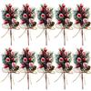 Sureh - 10 rametti natalizi con bacche rosse, 15 cm, con piccole pigne artificiali, spruzzati di neve, con bacche di agrifoglio, decorazioni floreali per ghirlande natalizie, per decorare case e vasi