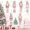decalmile Vetrofanie Natale per Finestre Adesivi Murali Schiaccianoci Soldato Rosa Adesivi Finestra Albero di Natale Fiocco di Neve Oro Adesivi Vetro Porta Finestra Festa Decorazione