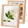 Houstimi Cornice portafoto 3D, 13 x 18 cm, in legno massello e vetro, profondità 1,5 cm, 2 pezzi, colore legno