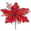 Arborus - 6 decorazioni floreali artificiali con glitter a forma di stella di Natale, 29 cm, grandi fiori di Natale artificiali rossi per decorare l'albero di Natale, decorazioni natalizie per