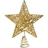 KEYIDO Oro Stella Albero di Natale Puntale Albero Natale Luminosa Metallo Punta Albero di Natale Christmas Decorazione Tree Topper Xmas Star 20 x 25 cm