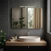 STYLE GLASS Specchio Bagno con luce Led Superiore CRISTAL 80x60 cm Anti Appannamento, Specchiera Bagno con Lampada Applique