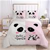 kldby Set Copripiumino Disegno Panda, 1 Copri Piumino Una Piazza e Mezza 200x200 cm e 2 Federe 50x80 cm, Completo Biancheria da Letto in Microfibra con Cerniera