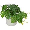Oairse Pianta artificiale da appendere in vaso di ceramica, mini pianta artificiale Monstera, decorazione moderna, per casa, ufficio, bagno, cucina e decorazione di interni