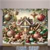 ABAKUHAUS Natale Tenda, Casa di pan di zenzero di Natale, Casa Arredamento Elemento Distintivo Due Pannelli Set, 280 x 175 cm, Verde Marrone Rosa scuro