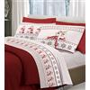 ITALYSWEETHOME Completo Lenzuola PENSIERI DELICATI Renne TIROLO Natale Rosso Cotone Made in Italy (Matrimoniale)