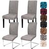 Alishomtll Set di 4 coprisedia in pelle semi sintetica, elasticizzati, colore grigio