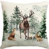 Artoid Mode Federa per cuscino con alberi, renne, volpi, conigli, Natale, 45 x 45 cm, federa decorativa per cuscino, ideale per soggiorno e divano