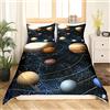 Homewish Set di biancheria da letto della serie Galaxy, universo, cielo stellato, nebulosa, pannelli, pianeta, spazio, decorazione copripiumino, per adulti, donne, ragazzi, adolescenti, camera da