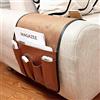 Ipenny - Organizzatore per bracciolo divano o letto, per contenere telecomando TV, tasche per cellulare, tablet, notepad, riviste, DVD, occhiali, bevande, snack Caffè (pelle + tessuto scamosciato).