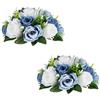 Inweder Fiori Artificiali per Decorazione Tavola Nozze: 2 Pezzi Blu Polvere Bianca Falsi Fiori Disposti Rose Fiori Finti Decorativi Bouquet Fiori Artificiali Fiori Sposa Centrotavola Feste Decorazioni Casa