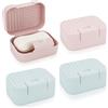 RETON 4 contenitori per sapone da viaggio, portatili, con coperchio, in plastica, a tenuta stagna, per doccia, bagno, viaggi, campeggio, palestra (blu + rosa)