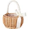Wuuooei Cestino per Fiori in Vimini, Cestini da Matrimonio in Rattan, Cestino Vimini con Manico Piccolo Matrimonio, Cestino Vimini Intrecciato con Nastro, per la Decorazione della Tavola di Nozze Feste