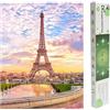 DCIDBEI Kit di Pittura con Diamanti Quadrati 40x50 cm Fai Da Te 5D Diamond Painting Adulti Quadrati Pittura con i Numeri Tela Diamant Puzzle Paesaggi Torre Eiffel Parigi Tramonto per Ricamo a Punto Croce