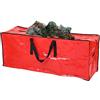 Treer Custodia Porta Albero di Natale, Custodia Albero di Natale 45-270 cm, Sacca per Albero di Natale Impermeabile, Borsa Porta Albero di Natale con Cerniera e Manici (165x38x75cm,Rosso)