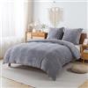 WUMIUER Biancheria da letto in peluche, 240 x 220 cm, colore grigio, set da 3 pezzi, copripiumino invernale in flanella e 2 federe da 80 x 80 cm, morbido cashmere al tatto, in pile