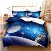 CIUNVXD Set di biancheria da letto a tema spaziale per bambini, 3D cielo stellato dell'universo, biancheria da letto per bambini con pianeti, cielo notturno, copripiumino per l'universo (D, 135x200cm)