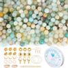 EUES 180 pezzi di perline di amazzonite naturale da 4 mm per braccialetti, set di perline di pietre preziose per creare braccialetti fai da te, set di perline di vetro da infilare per collane, anelli