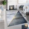 TAPISO Toscana Tappeto Soggiorno Salotto Sala Camera Letto Moderno Elegante Glamour Geometrico Raggi Grigio Oro Pelo Corto Stampato Antiscivolo 80 x 150 cm