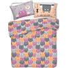 BIANCHERIAWEB Copripiumino Sacco Piumone Pensieri Delicati Cotone Disegno Happy Cat Singolo Arancio