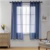 CUCRAF - Tende trasparenti con occhielli per soggiorno e camera da letto, set da 2 pezzi, 160 x 140 cm (altezza x larghezza), tende traslucide blu, in tinta unita, facili da curare e anti-rughe