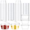 PZJOALN 100 Bicchierini in Plastica con Coperchio — 100 ml (4 oz) Piccoli Contenitori in Plastica a Tenuta Stagna, Ideali per Salse, Ketchup, Dips e Spezie