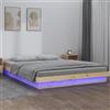 IKAYAA Letto Singolo 120x190 cm con LED in Legno Massello di Pino Naturale - 120 x 190 cm