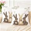 Arwllzz Coniglio Pasqua Federe Cuscini Divano 40 x 40 Copricuscini Decorativi Federa Primavera per Divano Quadrato Lavabile Eucalipto Fiore Lino Federa Soggiorno Camera Balcone Esterno 2 Pezzi