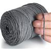 MeriWoolArt® Filo di Macramè Grigio Scuro 2 mm x 250 m Corda di Cotone Riciclato, Cotone Morbido per la Realizzazione di Appendi Piante, Gioielli, Borse all'Uncinetto