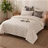 SHANNA Trapunta set 3 pezzi: copriletto trapuntato spesso ultra morbido in microfibra 4 stagioni, 220x240 cm, 2 federe 50x70 cm, ideale per letti kingsize (Bianco Crema-B)