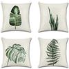 Jotom set di 4 federe decorative in morbido cotone e lino, 45 x 45 cm, fogliame, 45 x 45 cm