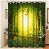 Xiaoterna Fiaba Fantastica Foresta Tenda da doccia Fantastico bosco giungla tenda da bagno paesaggio naturale alba tenda da doccia Tessuto impermeabile lavabile in lavatrice 180x200cm
