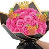 HhBdy 24 pezzi Rose Glitterate, Rose Finte Realistico Rosa Stabilizzata con Corona Fiori Finti Glitterati Fai da Te Bouquet Fiori Finti per San Valentino Anniversario Compleanno Matrimonio (Rosa)