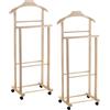 PALUPLUS 2 Appendiabiti Doppio da Camera in Legno di Faggio CHIARO, Misura 43x33x105 cm, Servo Muto con 4 Ruote, 2 posti per giacche, pantaloni, camicie, Made in Italy -772F
