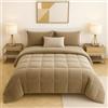 Masters House Biancheria per la Casa Master House Trapunta Piumone Matrimoniale Singola Piazza 1/2 in Morbido e Caldo Velluto per Camera da Letto Elegante e Confortevole (Tortora, Piazza & Mezza 220x260cm)