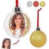 Generico Palla sfera Natale glitter in plastica rigida personalizzata con retro glitterato carica la tua foto (Glitter Oro)
