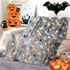 BNREDA Coperta accogliente di Halloween che si illumina al buio, coperta arancione con stampa di zucca e pipistrello spettrale che si illumina al buio, decorazione morbida e soffice del divano (A, 130x150cm)