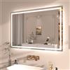 Snowdool Specchio da Bagno a LED, Specchio Cosmetico da 60x100 cm con illuminazione, Specchio da parete Retroilluminato, Dimmerabile, 3 Colori Luce, Antiappannamento, Funzione Memoria, IP44