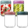 DUBUOZA Barattoli Vetro con Coperchio 4 Pezzi 500ml Overnight Oats Contenitore Overnight Oats Jar Vasetti Vetro per Overnight Oats,Marmellate,Yogurt,Miele,Spezie,Fagioli
