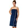 Sowel® Kilt per Sauna da Donna, Asciugamano da Sauna con Chiusura, Telo da Sauna in 100% Cotone, 80 x 130 cm, Marina/Grigio