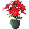 Dimetey Fiori di Stella di Natale Artificiali - 7 Teste in Seta, Bouquet Floreale Finto, Cespugli per Interni ed Esterni, Negozi, Casa, Feste