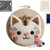 Generico Kit Punch Needle Per Principianti - Set Di Ricamo Interattivo A Tema Gatto | Set Punch Needle Per Adulti | Per Dallo Stress Genitore-Figlio Amanti Lavori Manuali Bambini