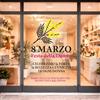 Gigio Store Vetrofania 8 Marzo Festa della Donna per Vetrina - Adesivo Vinile Intagliato con Mimosa - Decorazione Vetrina Negozi, Parrucchieri, Estetiste, Bar