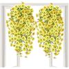 higyee Piante Artificiali Da Esterno - 2 Pezzi Di Fiori Finti Pendenti Realistici | Fiori Pendenti Artificiali Resistenti Ai Raggi UV | Piante Finte Da Esterno Per La Casa, Il Giardino E Il Portico (Giallo)