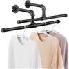 FANHAO Appendiabiti per Tubo Industriale, 51cm Asta Appendiabiti appesa a Parete retrò Staccabile a Parete in Metallo (Set di 2)
