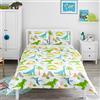 Bloomsbury Mill - Set Copripiumino Piazza e Mezza - Dinosauri World/Jurassic - Lenzuola Letto Reversibile Per Ragazzi/Ragazee - Set Di Biancheria Da Letto Per Bambini - 200 x 200cm e 2 Federe