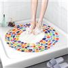 AMOMYDOG Tappeto per Doccia Rotondo, 60cm Tappetino Doccia Antiscivolo Antimuffa Antibatterico in Luffa, Tappeto Bagno Morbido PVC Tappetino Vasca per Bagno e Aree Umide (Multicolore)