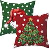 Générique Generico 2 Fodere per Cuscino di Natale 45x45cm｜Decorazione per Divano Invernali｜Lavabile｜Regalo Decorativo Festivo (1 Rosso 1 Verde Cotone)