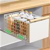 Yiomxhi Cassetto Estraibile Cucina, Cassetto Telescopico Ripiano con Maniglia, Cassetti Scorrevole Estensibile Pieghevole Armadio Portaoggetti Cucina senza Trapano, Bianco, Grande